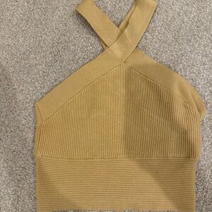 Abercrombie & Fitch Tan Ribbed Cross front Crop Top